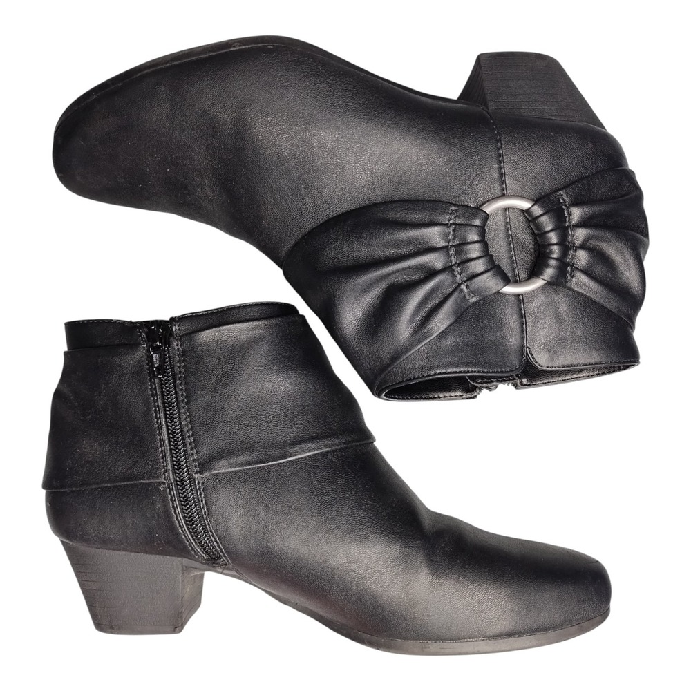 Bass‎ Betty Bootie Womens US Size 8M Black Synthetic Comfort Block Heel Side Zip